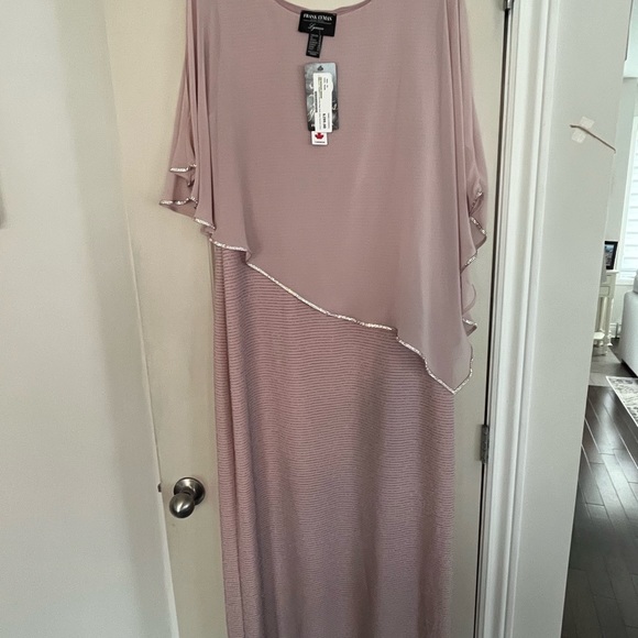 Plus Size Frank Lyman Chiffon Drape Dress, style 17925 blush - Picture 2 of 4